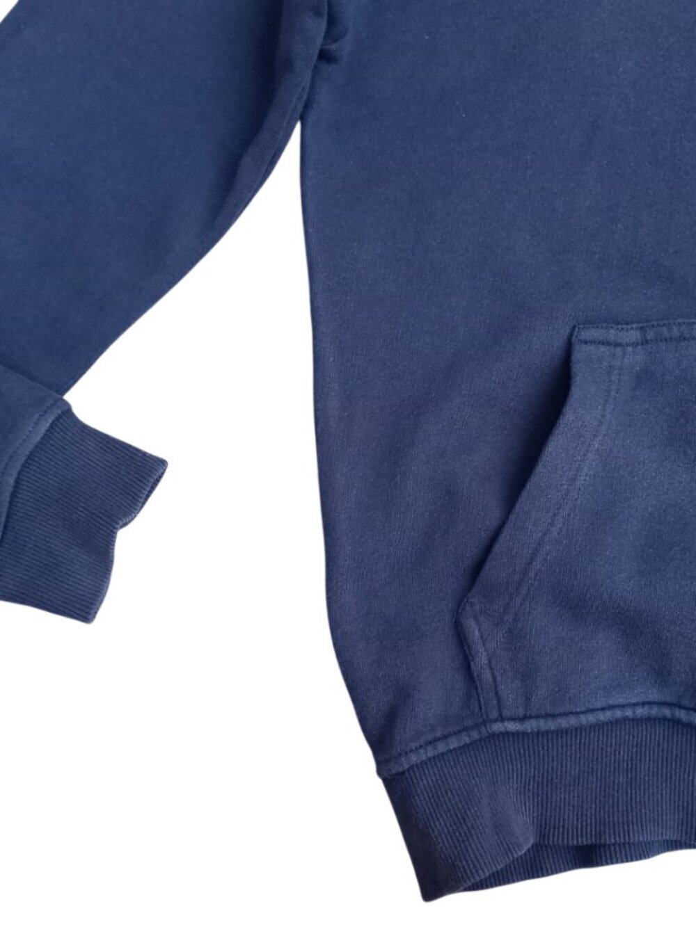Benetton Navy Blue Hoodie Boys Size XL 11-12 Years Logo Pullover Sweatshirt - Picture 3 of 9